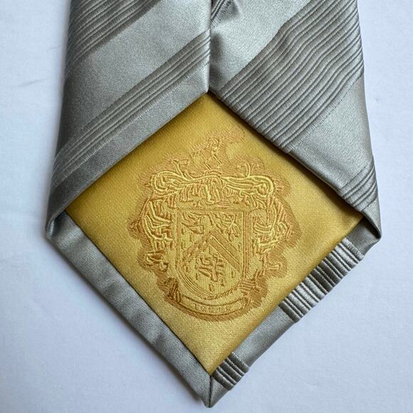 Donald J Trump Signature Collection Mens Neck Tie Gray 100% Silk Luxury Gold Bar - Picture 5 of 8